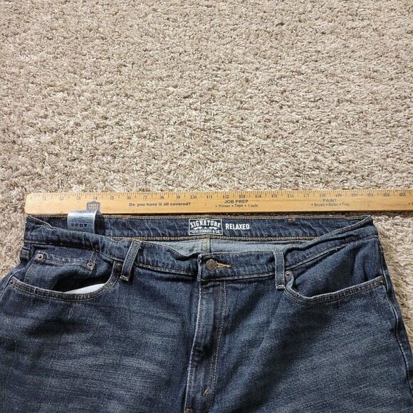 Signature by Levi Strauss Jeans Mens 42x29 Tag 42x30 Relaxed Dark Wash Denim - Picture 2 of 8